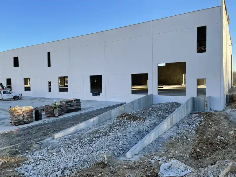 A commercial concrete slab area under construction.