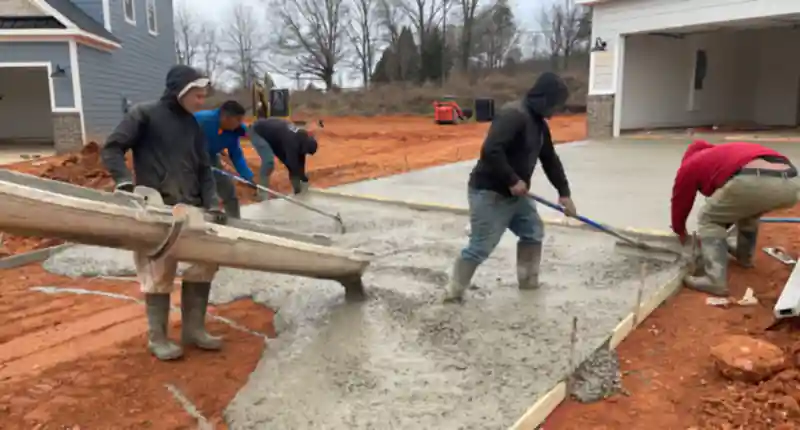 A concrete driveway poured by Ace Concrete Construction