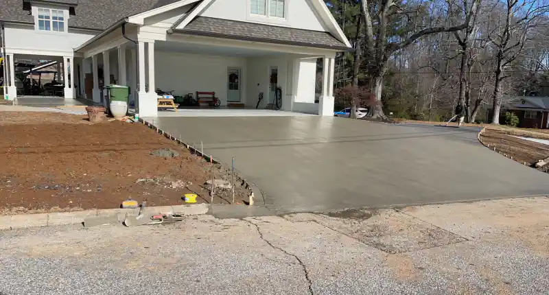 A concrete driveway poured by Ace Concrete Construction