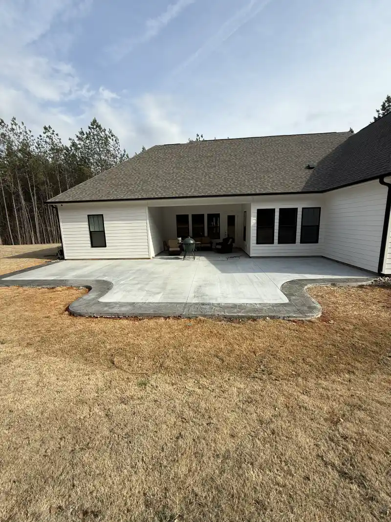 Concrete patio and outdoor living area poured by Ace Concrete Construction