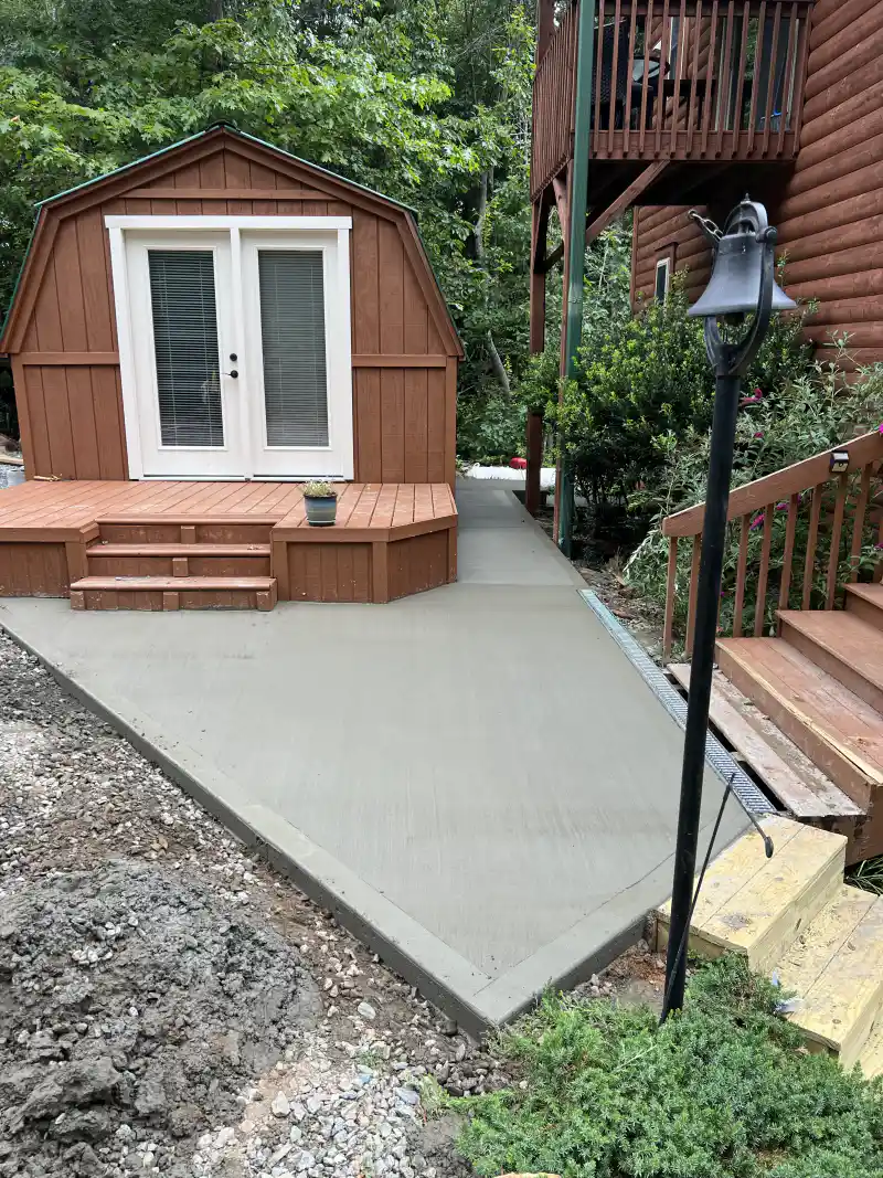 Concrete patio and outdoor living area poured by Ace Concrete Construction