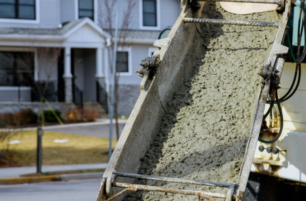Architectural concrete stairs being meticulously formed and poured by Ace Concrete.