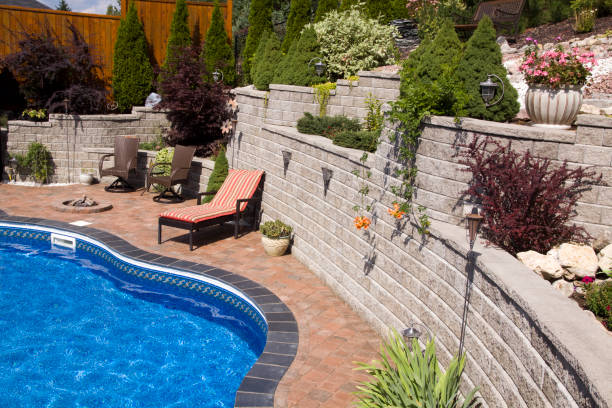 Concrete retaining wall project completed in Greenville, SC outdoor space
